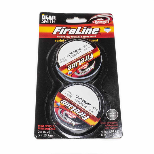 FireLine Braided Beading Thread - Variety Pack - 4lb & 6lb 15 yards each Smoke Grey - Affordable Jewellery Supplies