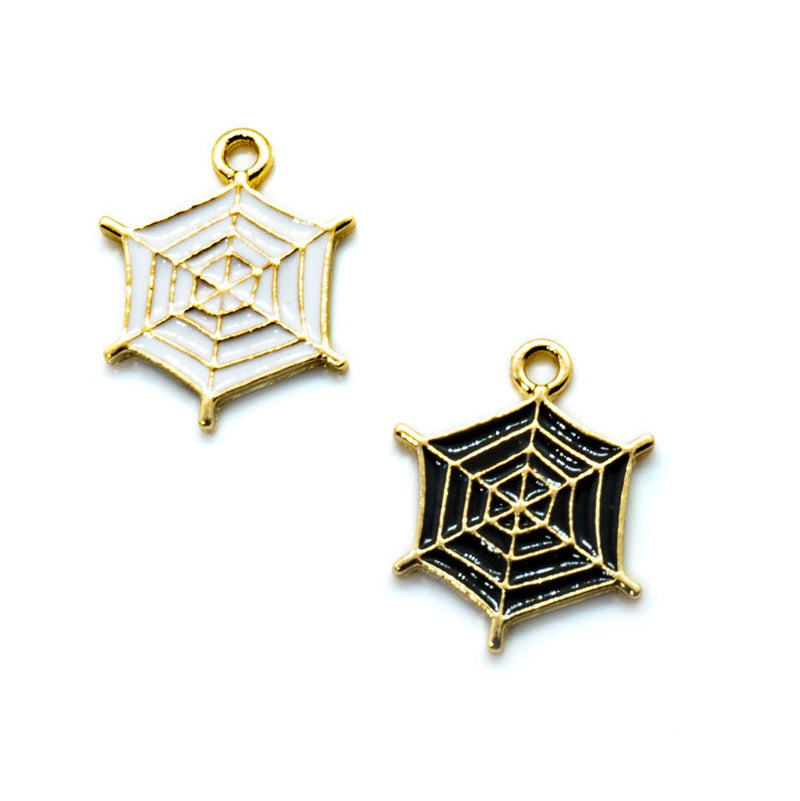 Load image into Gallery viewer, Spider Web Charm 20mm x 16mm Black and Gold - Affordable Jewellery Supplies