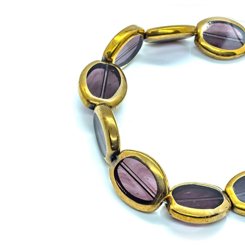 Load image into Gallery viewer, Inlaid Glass Beads Strands 17mm x 13.5mm x 33cm length Purple - Affordable Jewellery Supplies