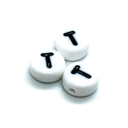Acrylic Alphabet and Number Beads 7mm Letter T - Affordable Jewellery Supplies