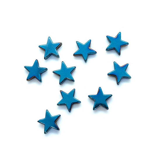 Electroplate Synthetic Hematite Star Bead 8mm Blue Plated - Affordable Jewellery Supplies