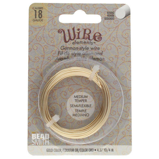Beadsmith German Style Wire 18 Gauge 4m Gold - Affordable Jewellery Supplies