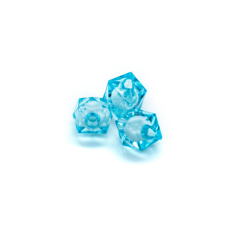 Load image into Gallery viewer, Bead in Bead Faceted Cube 8mm Aquamarine - Affordable Jewellery Supplies
