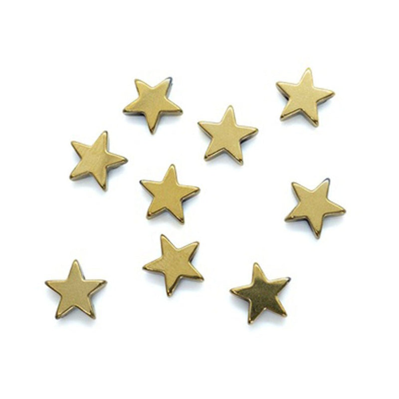 Load image into Gallery viewer, Electroplate Synthetic Hematite Star Bead 8mm Gold Plated - Affordable Jewellery Supplies
