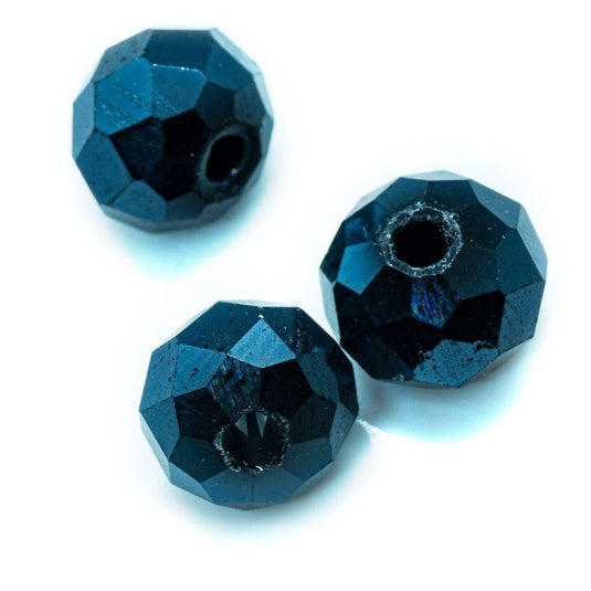 Austrian Crystal Faceted Rondelle 8mm x 6mm Blue Black - Affordable Jewellery Supplies