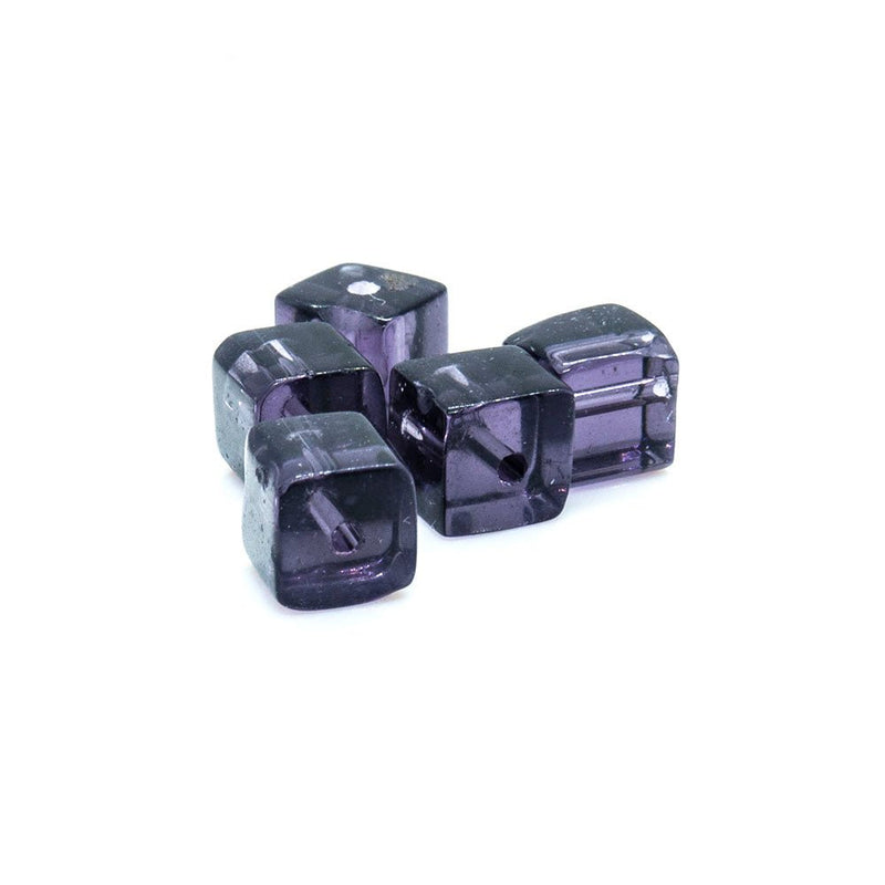 Load image into Gallery viewer, Crystal Glass Cube With Slightly Rounded Corners 5mm Lavender - Affordable Jewellery Supplies
