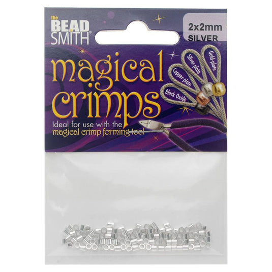Magical Crimp Tubes 100 Pack 2mm x 2mm Silver - Affordable Jewellery Supplies