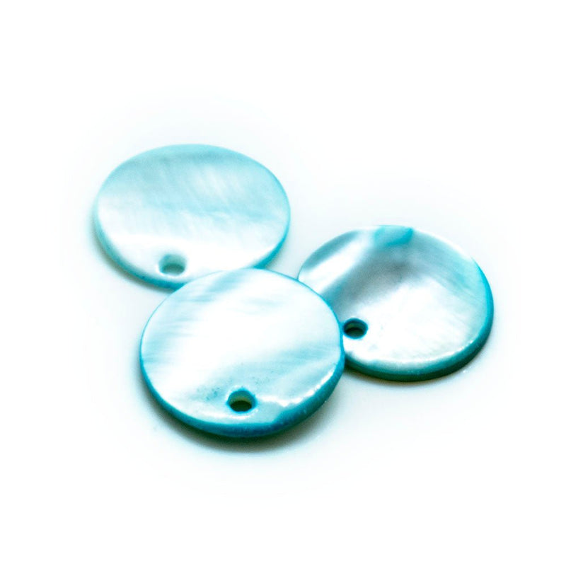 Load image into Gallery viewer, Shell Pendants (Drops) Round 15mm Turquoise - Affordable Jewellery Supplies
