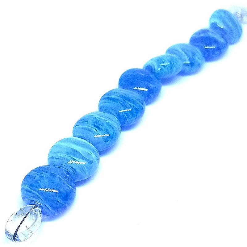 Load image into Gallery viewer, GlaesDesign Handmade Lampwork Glass Beads 18mm x 18mm x 12mm Blue - Affordable Jewellery Supplies