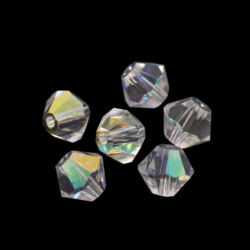 Load image into Gallery viewer, Crystal Glass Faceted Bicone 6mm Crystal AB - Affordable Jewellery Supplies
