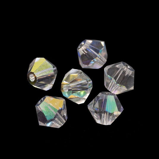 Crystal Glass Faceted Bicone 6mm Crystal AB - Affordable Jewellery Supplies