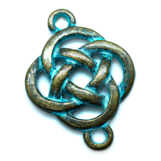 Celtic Knot Link 25mm x 18mm Antique Brass with Green Patina - Affordable Jewellery Supplies