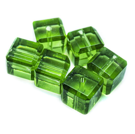 Crystal Glass Cube With Slightly Rounded Corners 10mm Emerald - Affordable Jewellery Supplies