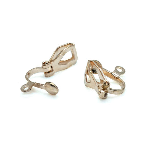 Clip-on Earwires 13mm x 11mm Rose Gold - Affordable Jewellery Supplies