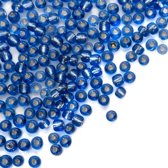 Silver Lined Seed Bead 6/0 Blue - Affordable Jewellery Supplies