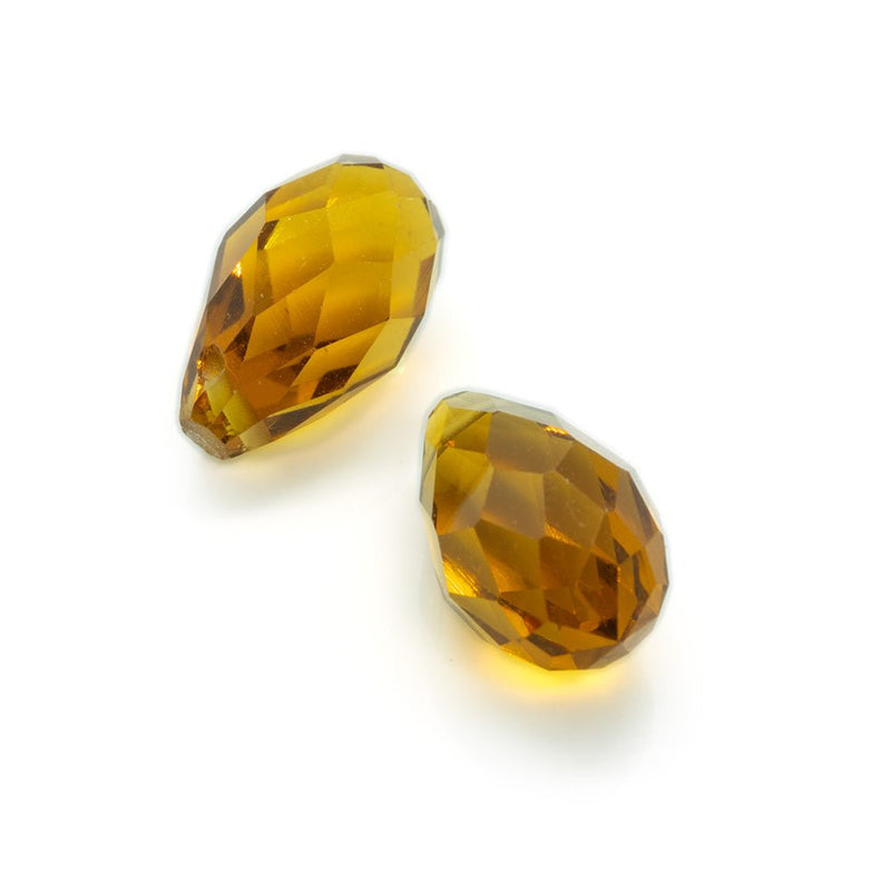 Load image into Gallery viewer, Glass Faceted Briolette 13mm x 8mm Topaz - Affordable Jewellery Supplies
