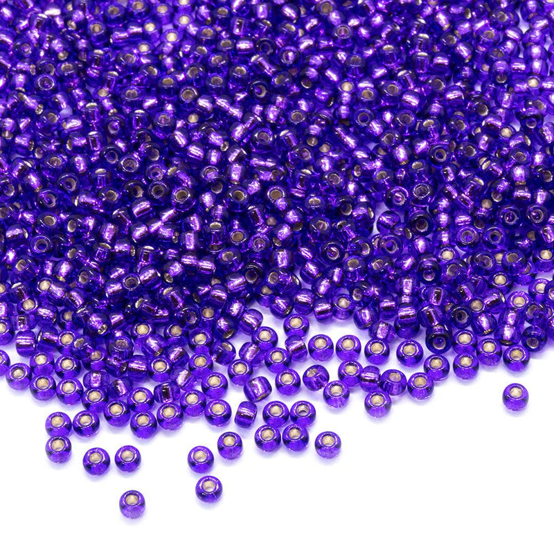 Load image into Gallery viewer, Miyuki Rocailles Silver Lined Seed Beads 11/0 Purple - Affordable Jewellery Supplies
