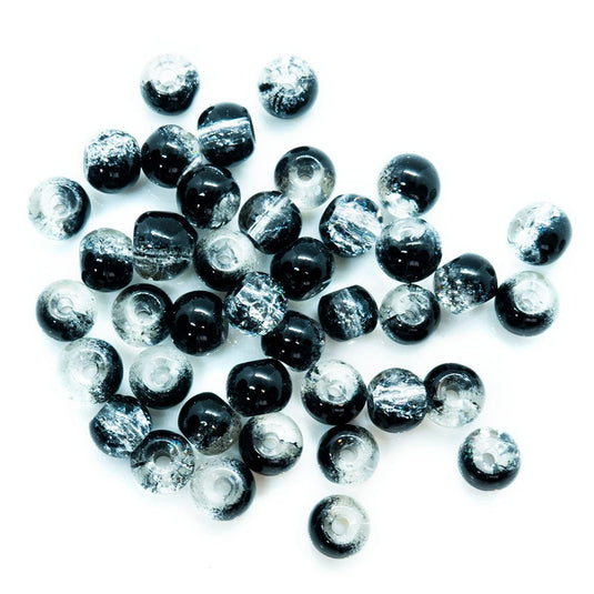 Glass Crackle Beads 4mm Black - Affordable Jewellery Supplies