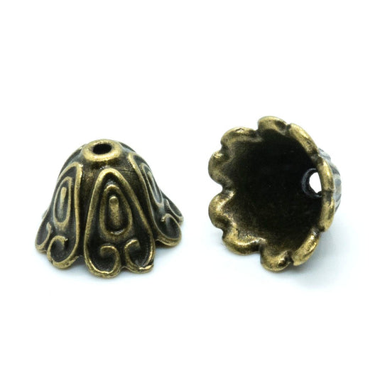 Tibetan Style Bead Caps 15mm x 11mm Antique Bronze - Affordable Jewellery Supplies