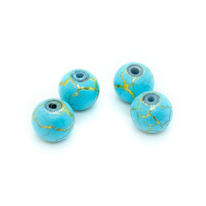 Load image into Gallery viewer, Gold Desert Sun Beads 8mm Turquoise - Affordable Jewellery Supplies