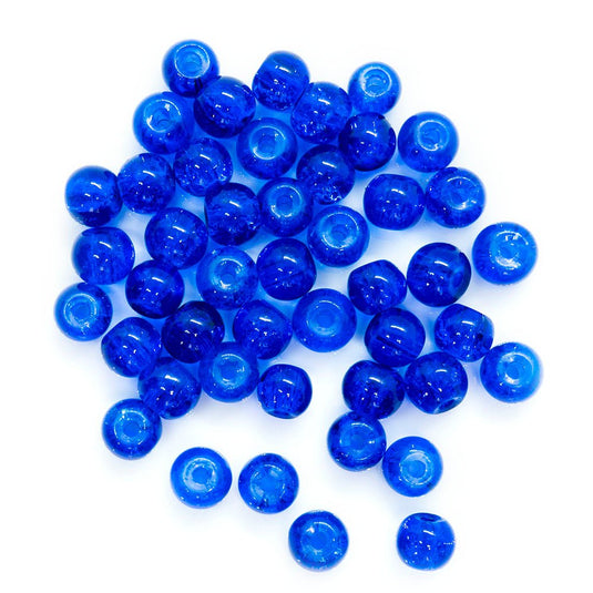 Glass Crackle Beads 4mm Blue - Affordable Jewellery Supplies