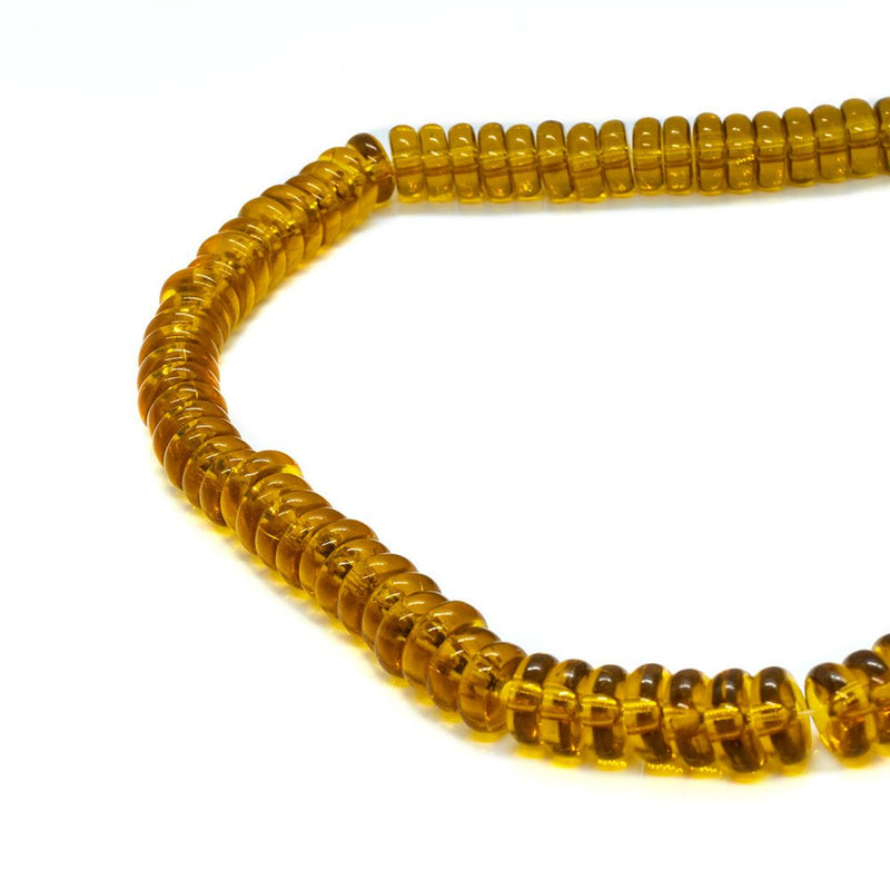 Load image into Gallery viewer, Crystal Glass Rondelle 8mm x 3mm x 33cm length Light Colorado Topaz - Affordable Jewellery Supplies