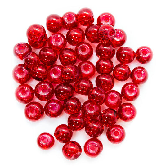 Glass Crackle Beads 4mm Red - Affordable Jewellery Supplies