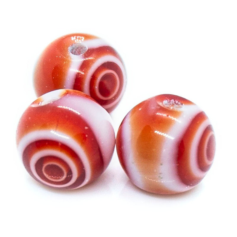 Load image into Gallery viewer, Millefiori Glass Round Bead with Swirls 6mm Red - Affordable Jewellery Supplies