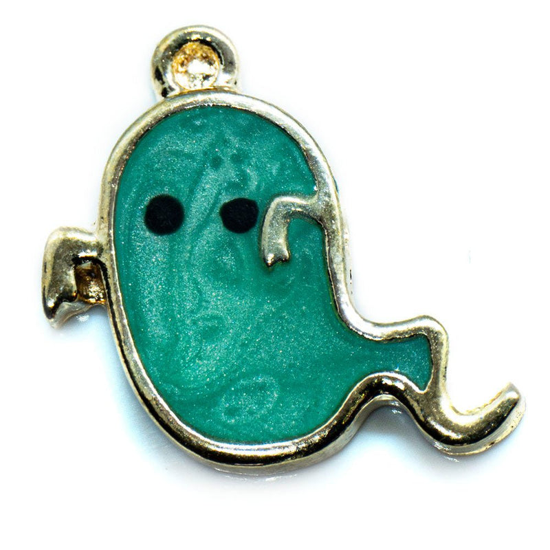 Load image into Gallery viewer, Transparent Enamel Ghost Charm 21mm x 19mm Green - Affordable Jewellery Supplies