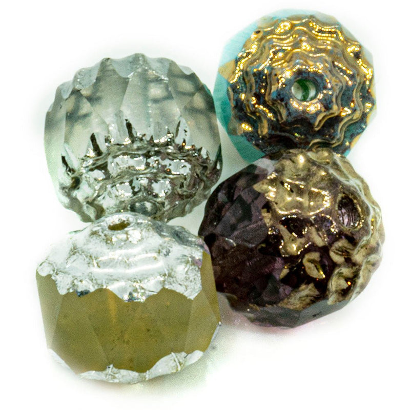 Load image into Gallery viewer, Czech Glass Firepolished Lamp Bead 8mm x 8mm Crystal Labrador & Silver - Affordable Jewellery Supplies