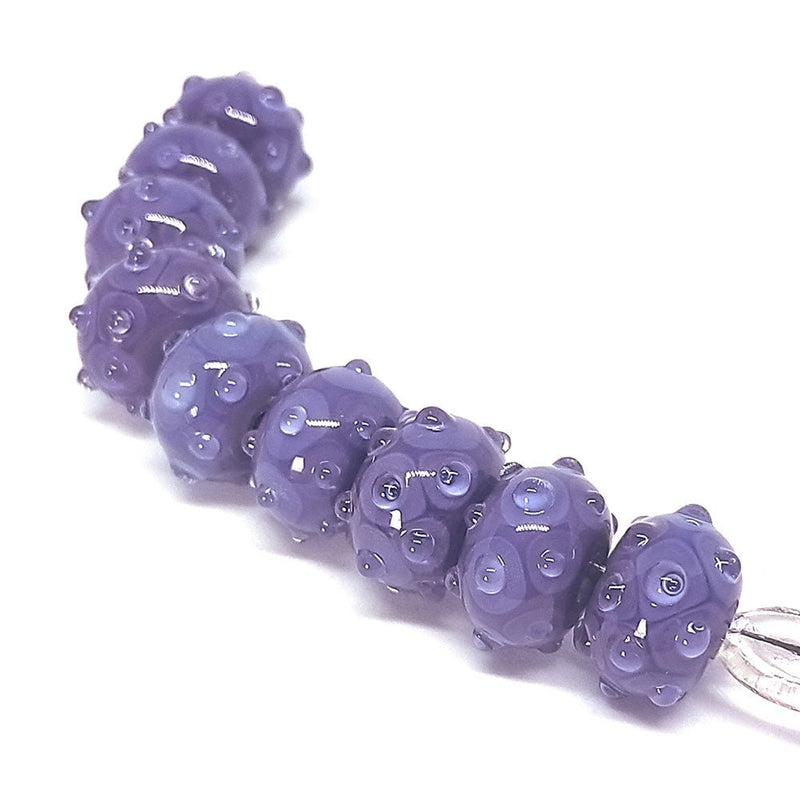 Load image into Gallery viewer, GlaesDesign Handmade Lampwork Beads with Dots 16mm x 11mm Purple - Affordable Jewellery Supplies