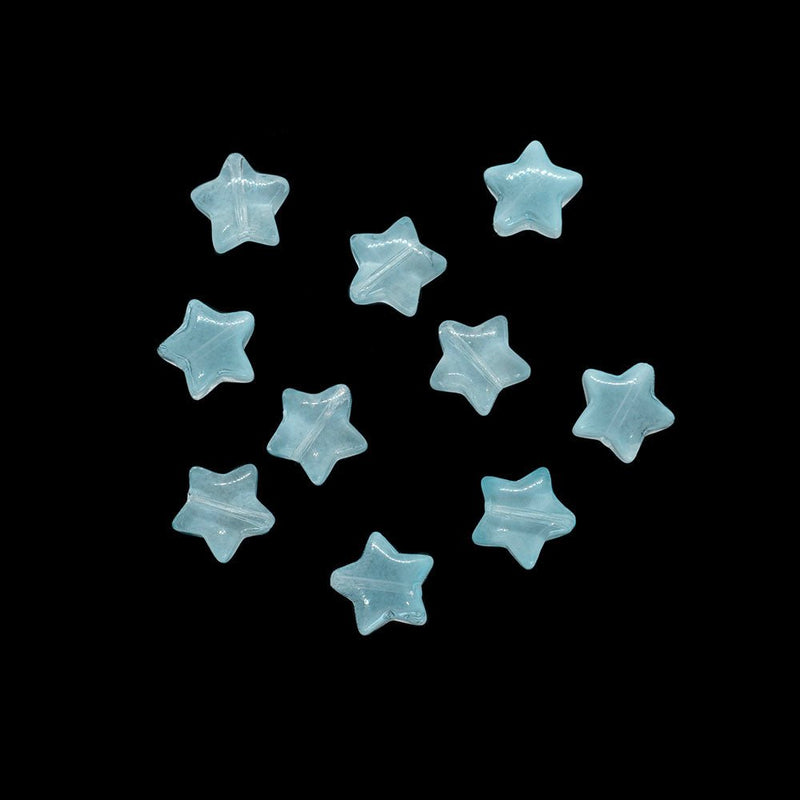 Load image into Gallery viewer, Transparent Glass Star Beads 10mm Light Cyan - Affordable Jewellery Supplies
