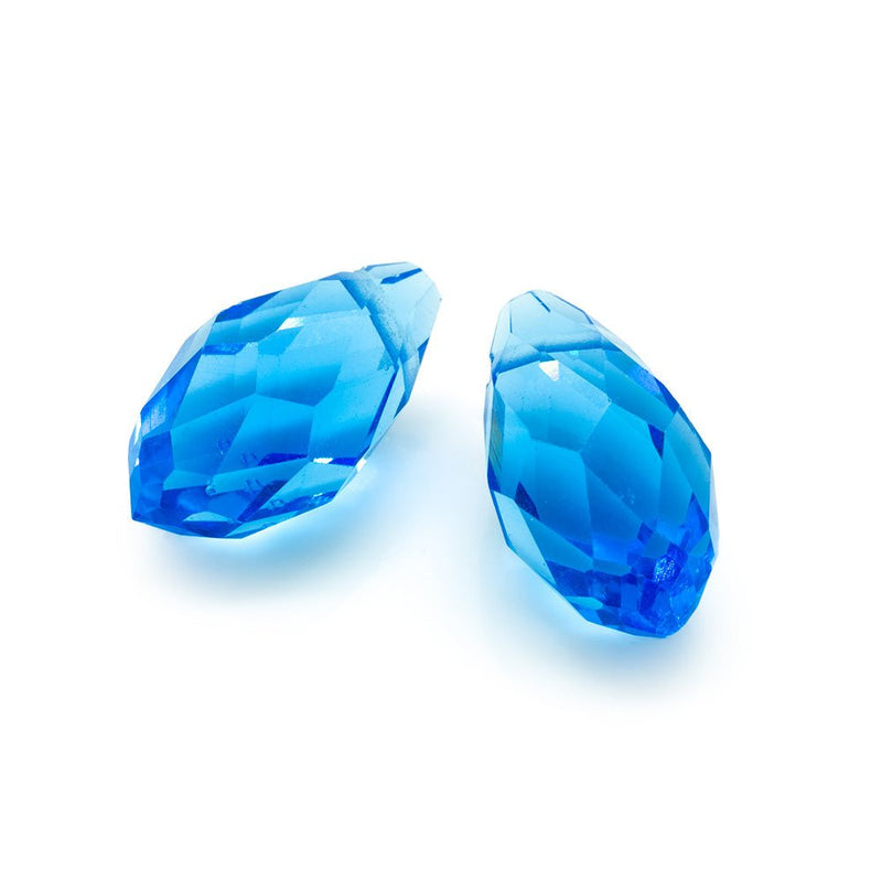 Load image into Gallery viewer, Glass Faceted Briolette 13mm x 8mm Blue - Affordable Jewellery Supplies
