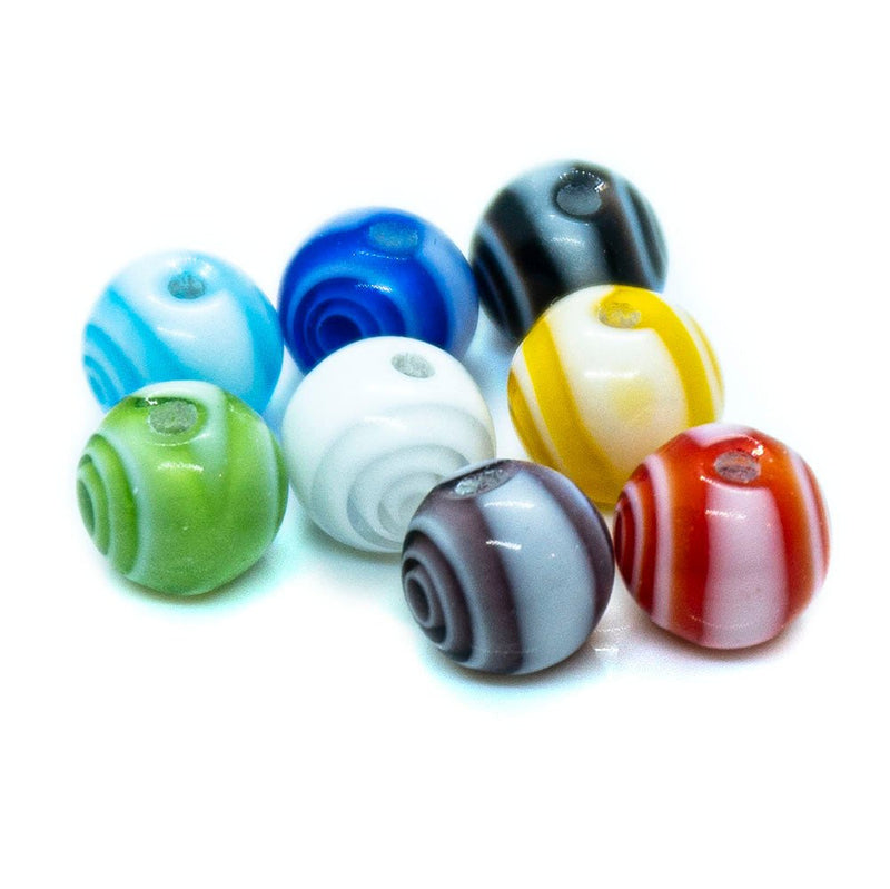 Load image into Gallery viewer, Millefiori Glass Round Bead with Swirls 6mm Brown - Affordable Jewellery Supplies