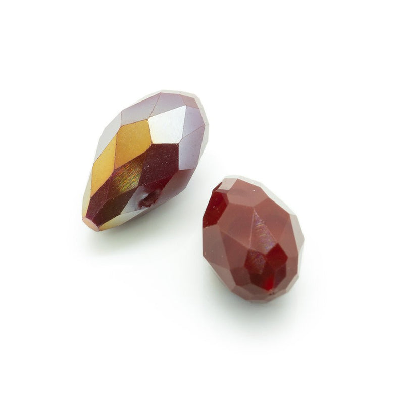 Load image into Gallery viewer, Glass Faceted Briolette 13mm x 8mm Red - Affordable Jewellery Supplies
