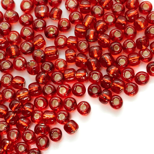 Silver Lined Seed Bead 6/0 Red - Affordable Jewellery Supplies