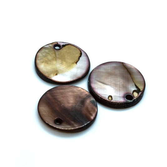 Shell Pendants (Drops) Round 15mm Brown - Affordable Jewellery Supplies