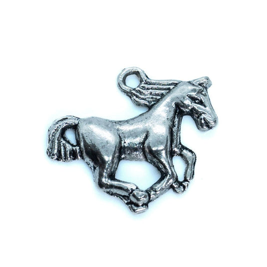 Tibetan Style Galloping Horse Charm 21mm x 15mm Antique Silver - Affordable Jewellery Supplies