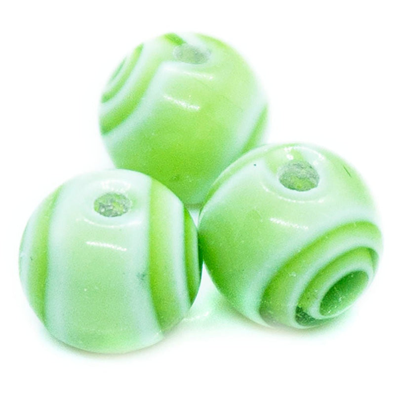 Load image into Gallery viewer, Millefiori Glass Round Bead with Swirls 6mm Green - Affordable Jewellery Supplies