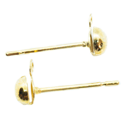 Half Ball Earring Stud Post With Closed Loop 4mm Gold - Affordable Jewellery Supplies