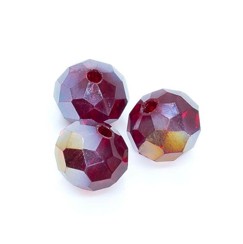 Load image into Gallery viewer, Glass Crystal Faceted Rondelle 8mm x 6mm Burgundy AB - Affordable Jewellery Supplies
