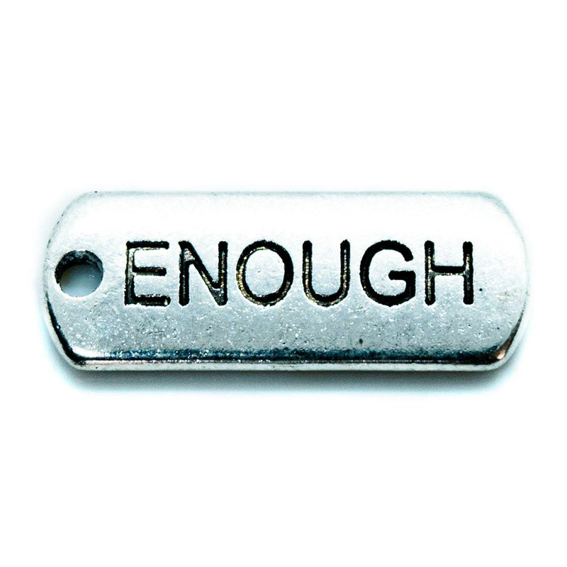 Load image into Gallery viewer, Inspirational Message Pendant 21mm x 8mm x 2mm Enough - Affordable Jewellery Supplies
