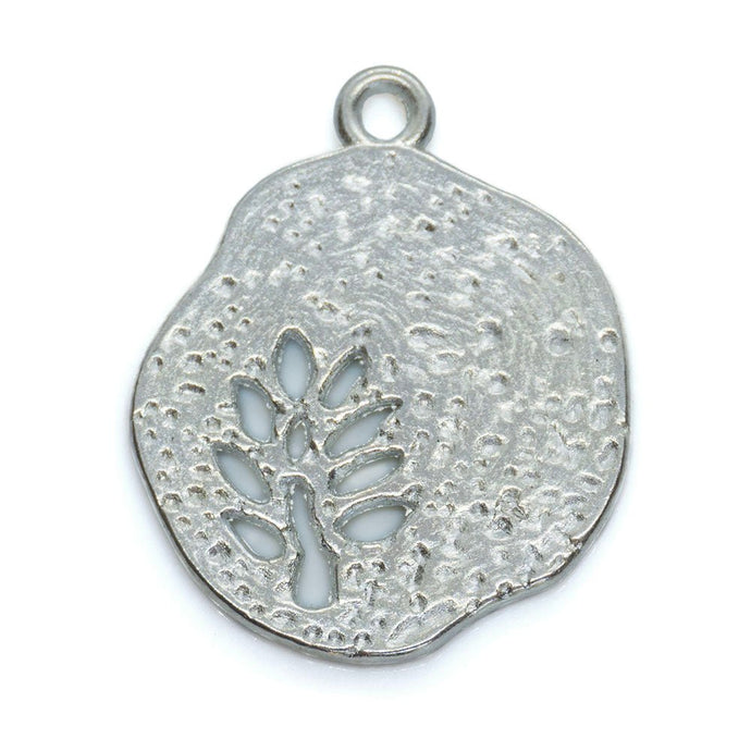 Tibetan Style Flat Leaf Charm 22mm x 18mm x 1mm Silver - Affordable Jewellery Supplies