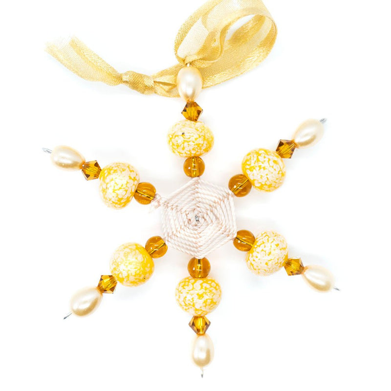 Load image into Gallery viewer, Beaded Christmas Star Ornament 9.5mm Orange - Affordable Jewellery Supplies
