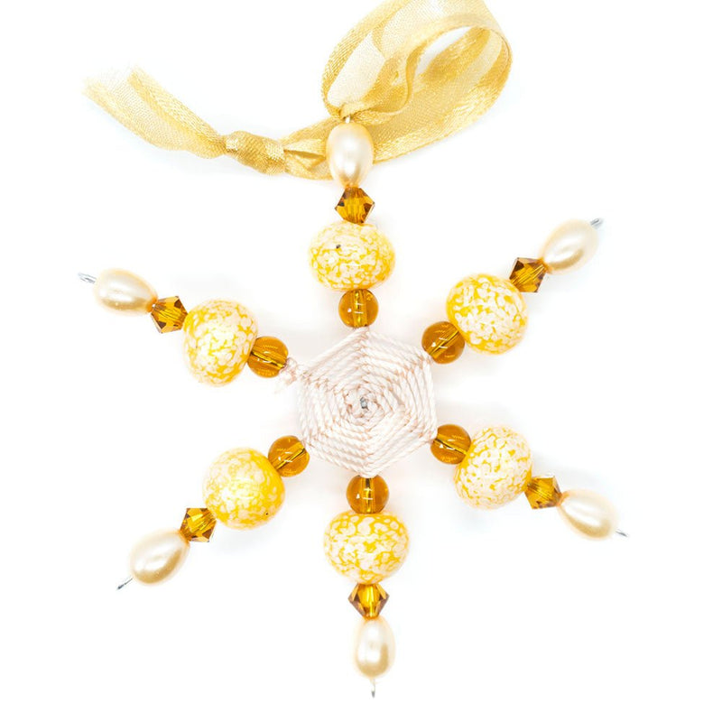 Load image into Gallery viewer, Beaded Christmas Star Ornament 9.5mm Orange - Affordable Jewellery Supplies