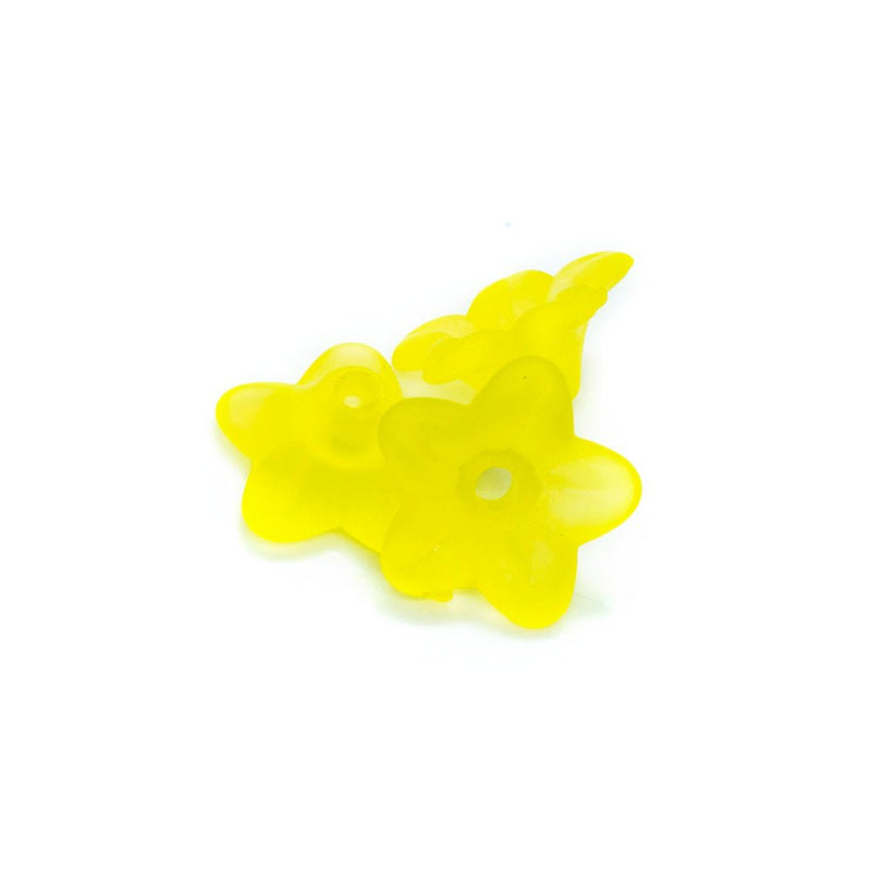 Load image into Gallery viewer, Acrylic Lucite Flower Frosted Crocus Lily 10mm x 4mm Yellow - Affordable Jewellery Supplies
