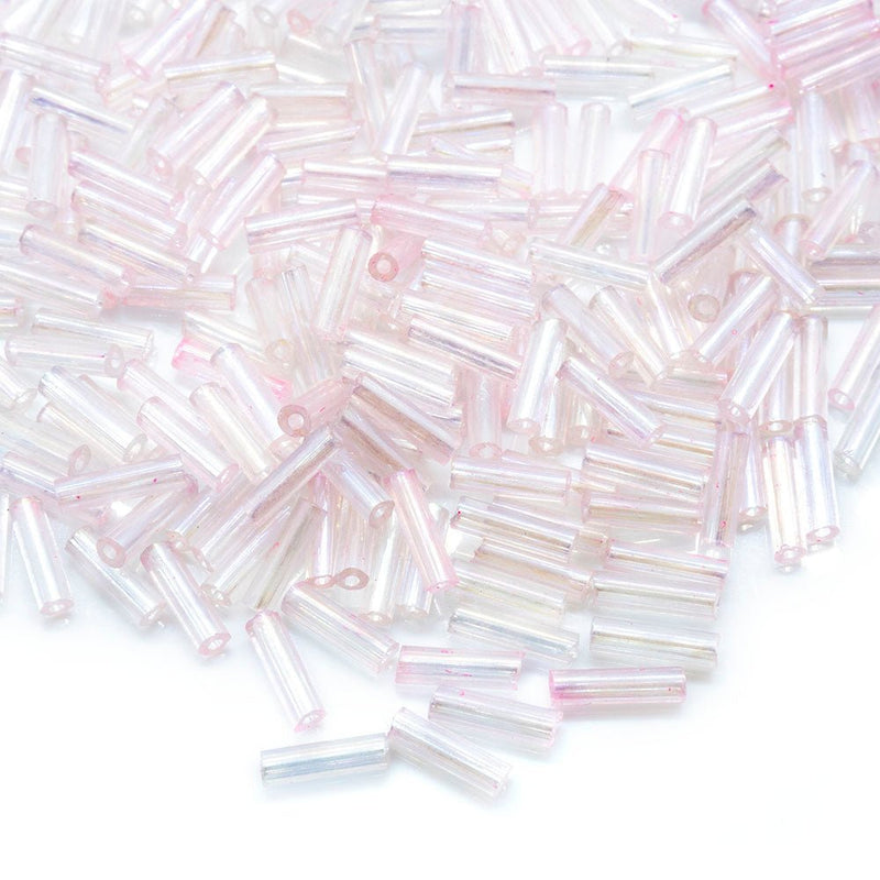 Load image into Gallery viewer, Bugle Beads 6.35mm Pink AB - Affordable Jewellery Supplies
