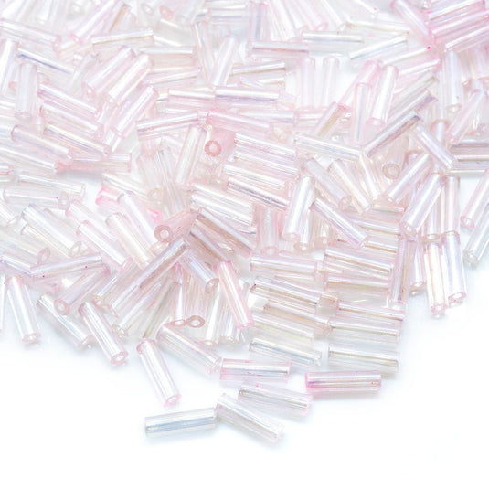 Bugle Beads 6.35mm Pink AB - Affordable Jewellery Supplies