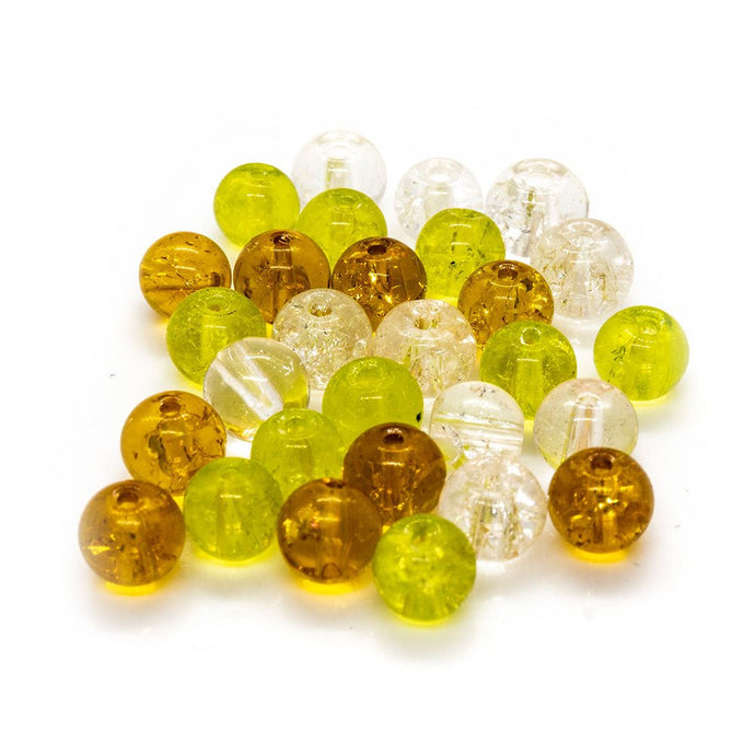 Glass Crackle Beads 6mm Crystal - Affordable Jewellery Supplies