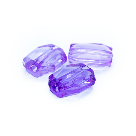 Acrylic Transparent Faceted Rectangle 10mm x 12mm Purple - Affordable Jewellery Supplies